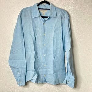 Banana Republic Men's 100% Linen Long Sleeve Button Down Shirt Pale Blue 15-15.5